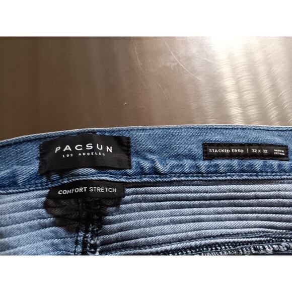 PacSun Comfort Stretch Stacked Ergo Men's Blue Jeans 32X32 Stylish Fit - Picture 3 of 6